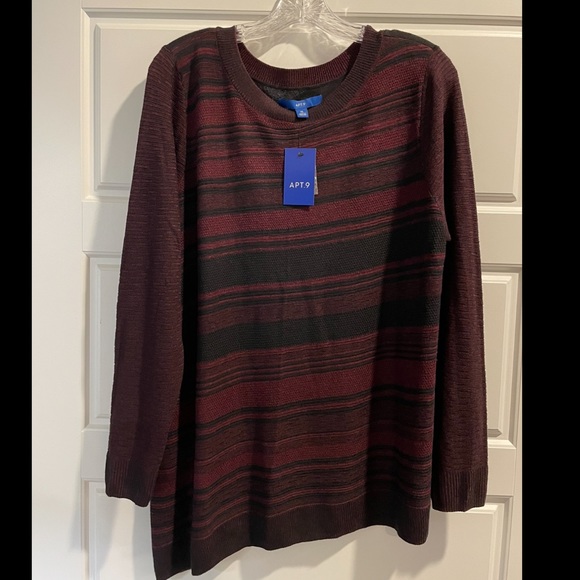 🆕 Apt 9 sweater, XL burgundy/black, NWT - Picture 2 of 6